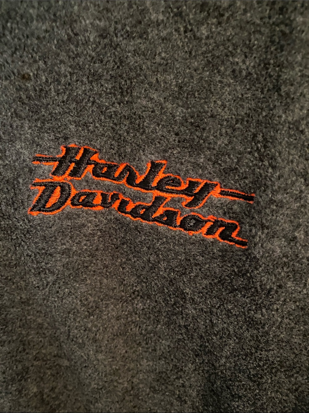 Harley-Davidson Charcoal Gray Full-Zip Fleece Jacket with Orange Logo